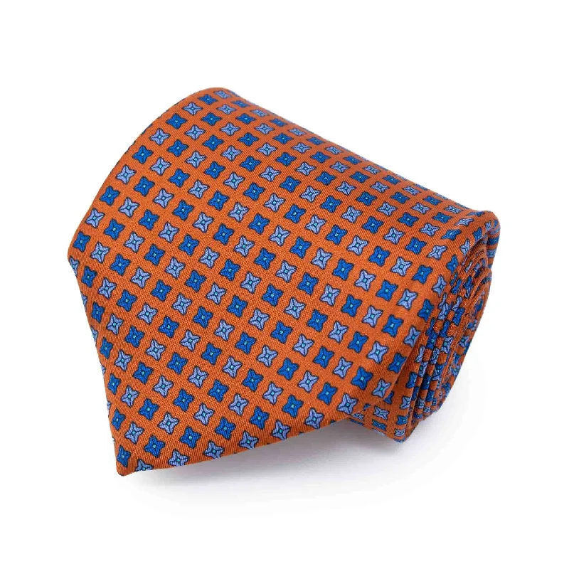 elegant wedding silk necktie combinations-Orange with Square Dots Pattern Silk Tie