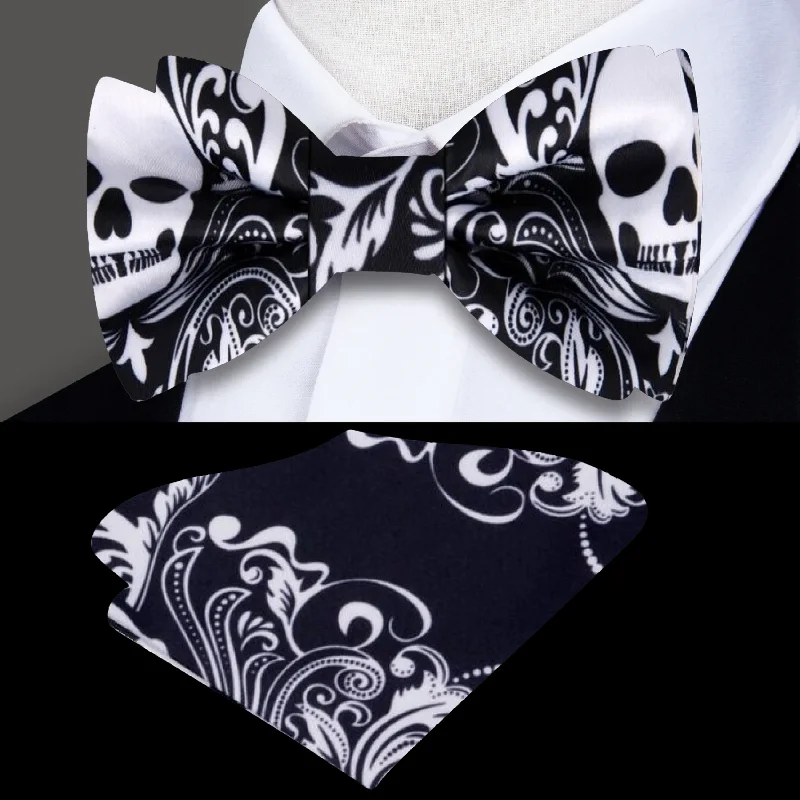 business necktie designs for wedding parties-Skull Motif Bow Tie