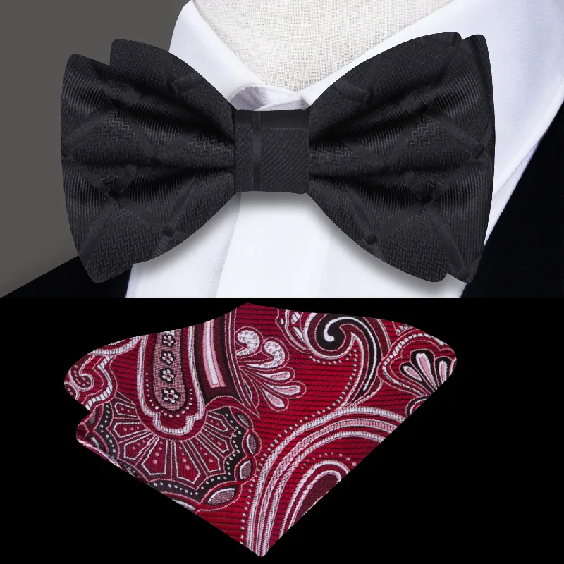 trendy office silk necktie combinations-Sleek Squares Bow Tie