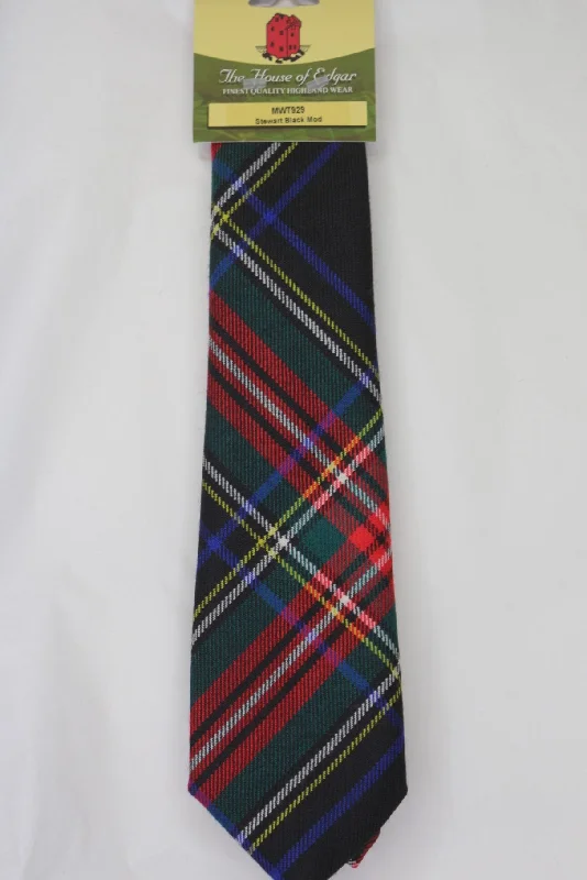 business silk necktie designs for weddings-Stewart Black Tartan Tie - House of Edgar weavers