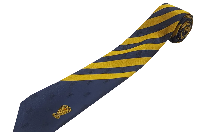 classic wedding necktie colors for men-Striped Emb Tie - Durban High School