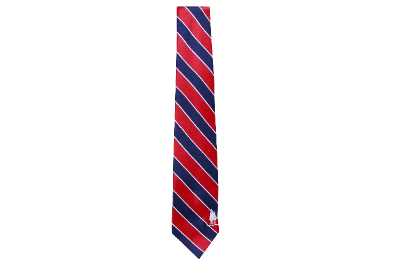 fashionable silk ties for business events-Striped Tie Emb - Redwood Gr 8-12