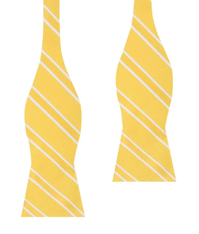 premium silk bow ties for wedding parties-Sunflower Yellow Double Stripe Self Bow Tie