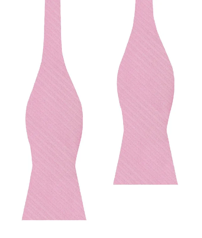 premium silk necktie designs for formal events-Tickled Pink Herringbone Chevron Self Bow Tie