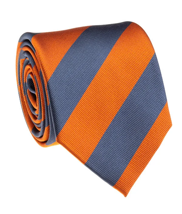 silk necktie options for office meetings-Tiger Navy And Orange Rep Stripe Tie