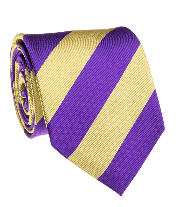 elegant wedding silk necktie designs for men-Tiger Purple And Gold Rep Stripe Tie