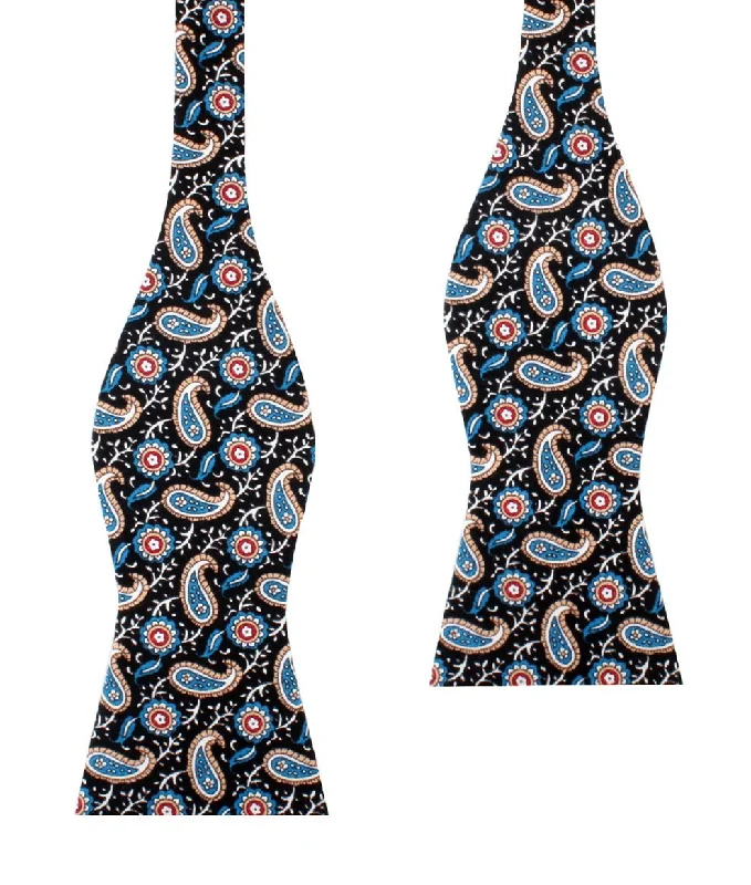 best silk wedding necktie sets for men-Turkmenistan Paisley Self Bow Tie