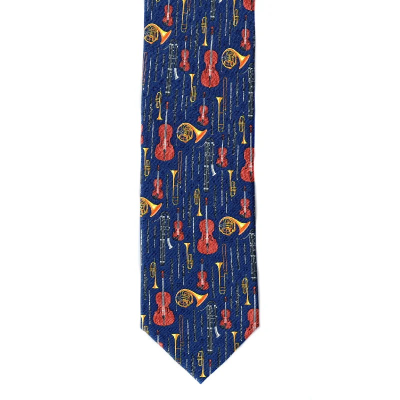 stylish silk necktie designs for formal events-Well-Orchestrated Tie, Navy