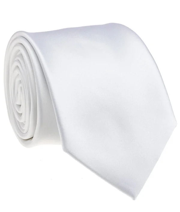 luxury silk necktie options for wedding parties-White Satin Tie