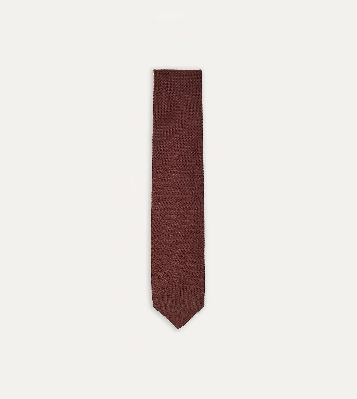 luxurious silk ties for wedding parties-Wine Hand Rolled Large Knot Grenadine Tie