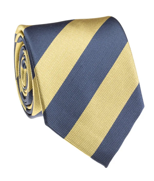 trendy silk necktie designs for weddings-Wolverine Navy And Gold Rep Stripe Tie