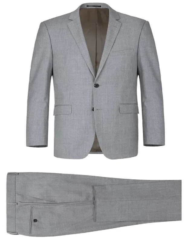 Men's slim fit tuxedo jacket for special occasions -Light Grey Suit - Silver Gray Suit For Wedding - Mens Basic two Button Classic Fit Optional Vest Light Grey Suit