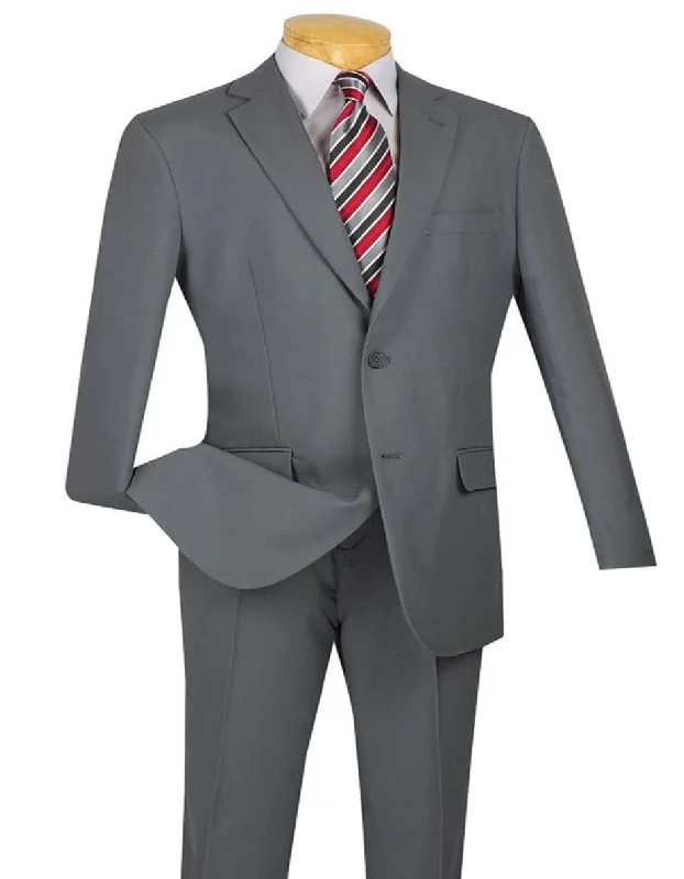 Men's slim fit business tuxedo rental for event -Light Grey Suit - Silver Gray Suit For Wedding - Mens Modern Fit Two Button Light Grey Poplin Suit