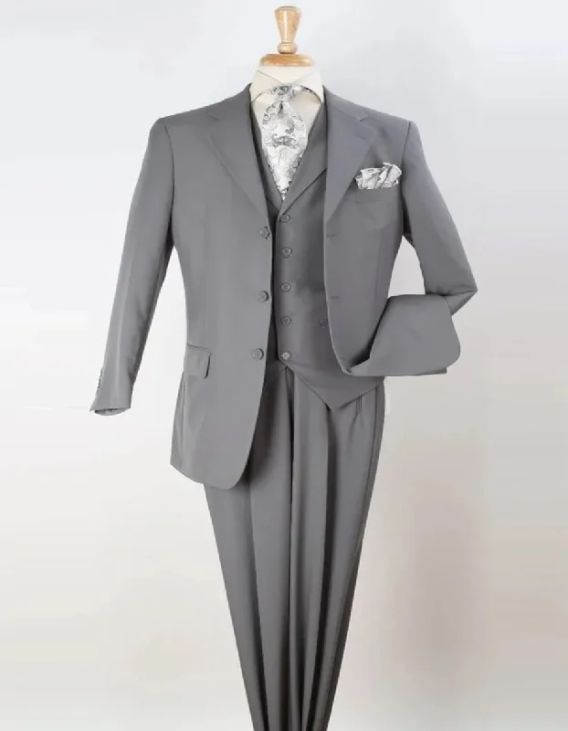 Men's grey tuxedo for business event rental -Light Grey Suit - Silver Gray Suit For Wedding - Mens Three Button Classic Fit Light Grey Suit