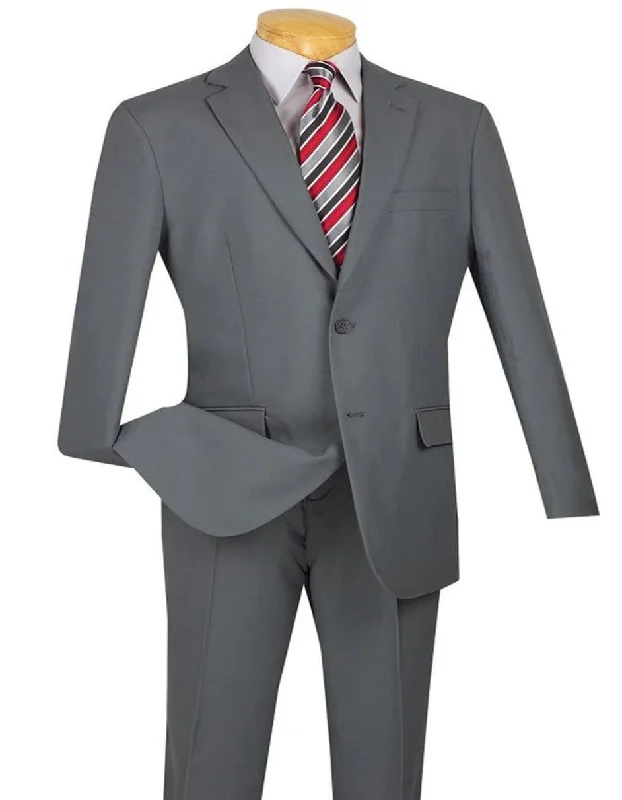 Men's classic tuxedo jacket with satin collar -Light Grey Suit - Silver Gray Suit For Wedding - Mens Two Button Modern Fit Light Grey Wool Suit