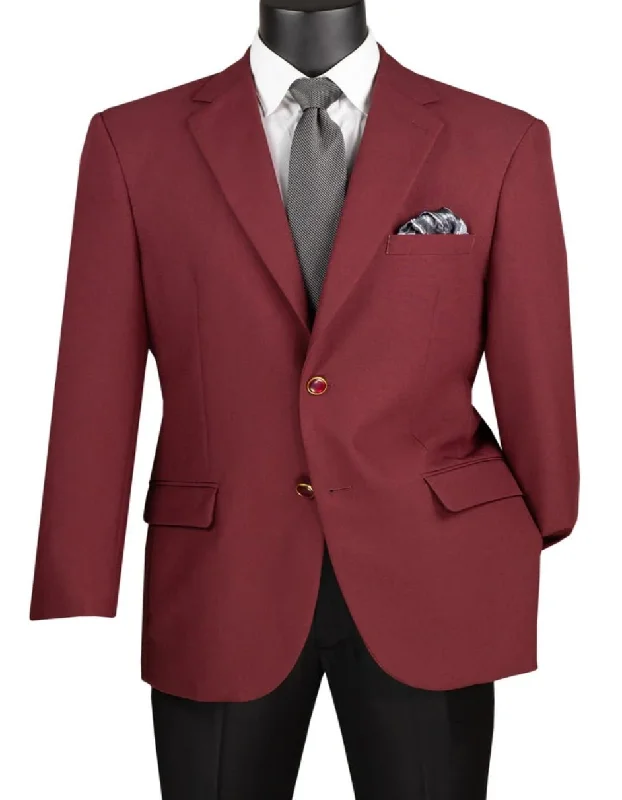 Men's slim fit tuxedo for office dinner -Mens Classic Fit Poplin Club Burgundy Sport Coat Blazer