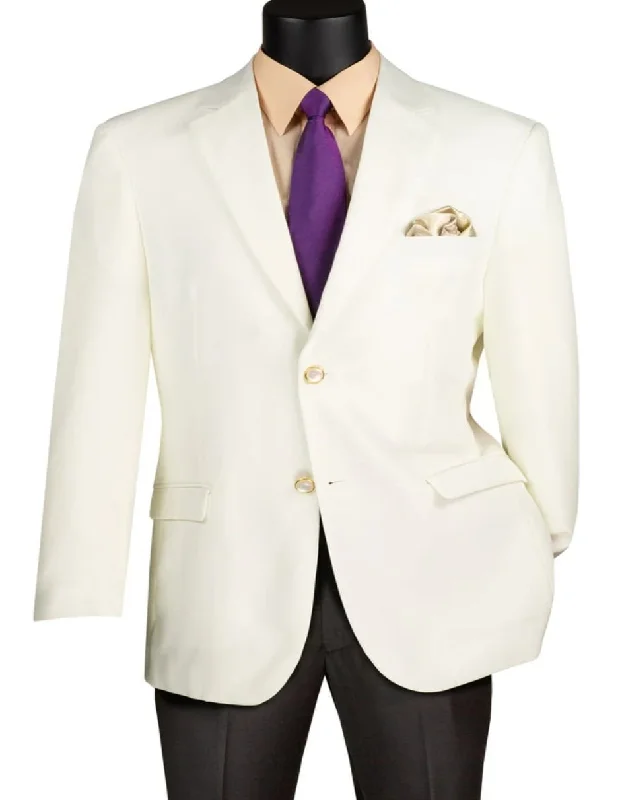 Men's slim fit tuxedo with satin finish for dinner -Mens Classic Fit Poplin Club Sport Coat Ivory Blazer