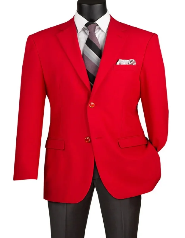 Men's slim fit tuxedo for dinner party guests -Mens Classic Fit Poplin Club Sport Coat Red Blazer