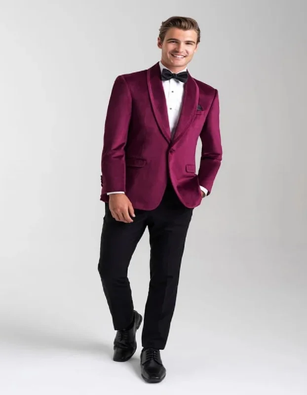 Men's business tuxedo jacket for formal party -Velvet Blazer - Mens Blazer - Dinner Jacket "Venice" Cranberry Velvet Dinner Jacket - Separates