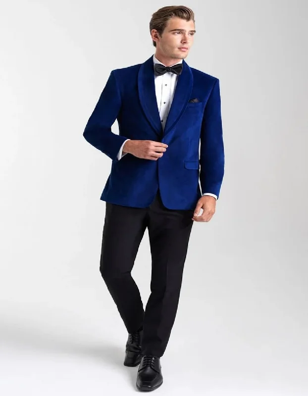 Men's office tuxedo jacket for evening events -Velvet Blazer - Mens Blazer - Dinner Jacket "Venice" Sapphire Blue Velvet Dinner Jacket - Separates