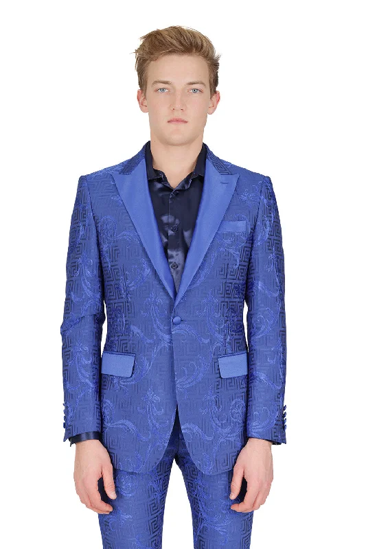 Men's slim fit wedding tuxedo with vest -Baroque Greco Blazer