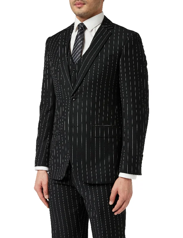 Men's office tuxedo rental for wedding -CLASSIC BLACK WHITE PINSTRIPE JACKET