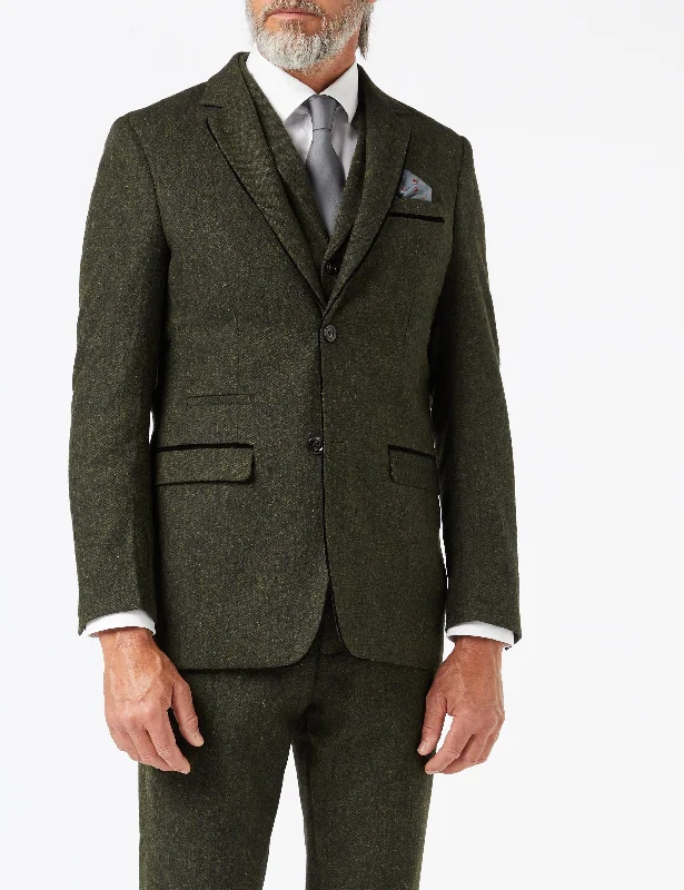 Men's business tuxedo rental for wedding -DANE - GREEN TWEED FOR MEN JACKET