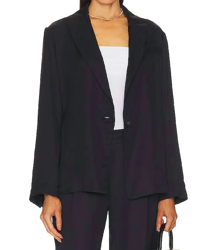 Best tuxedo for wedding party guests -Drapey Silk Blend Blazer In Coastal