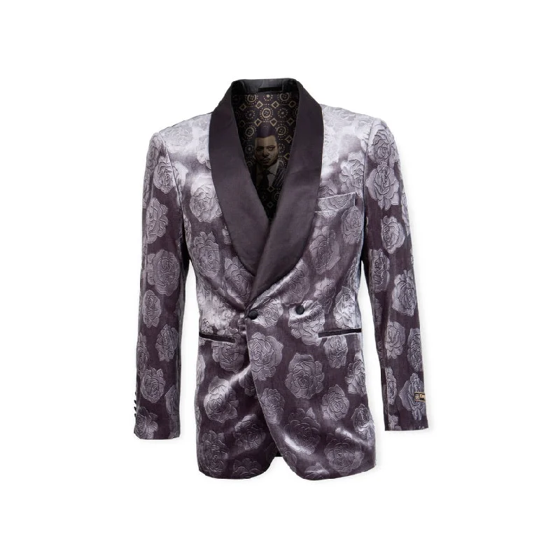 Men's premium black tuxedo for wedding -EMPIRE: Floral Blazer ME331H