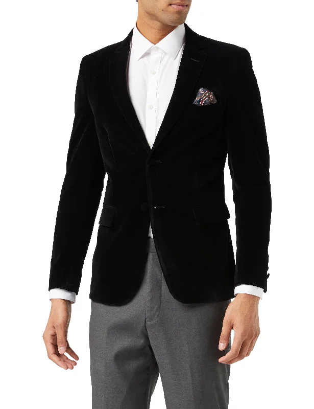 Men's tailored navy tuxedo with satin lapel -GARY- BLACK VELVET BLAZER