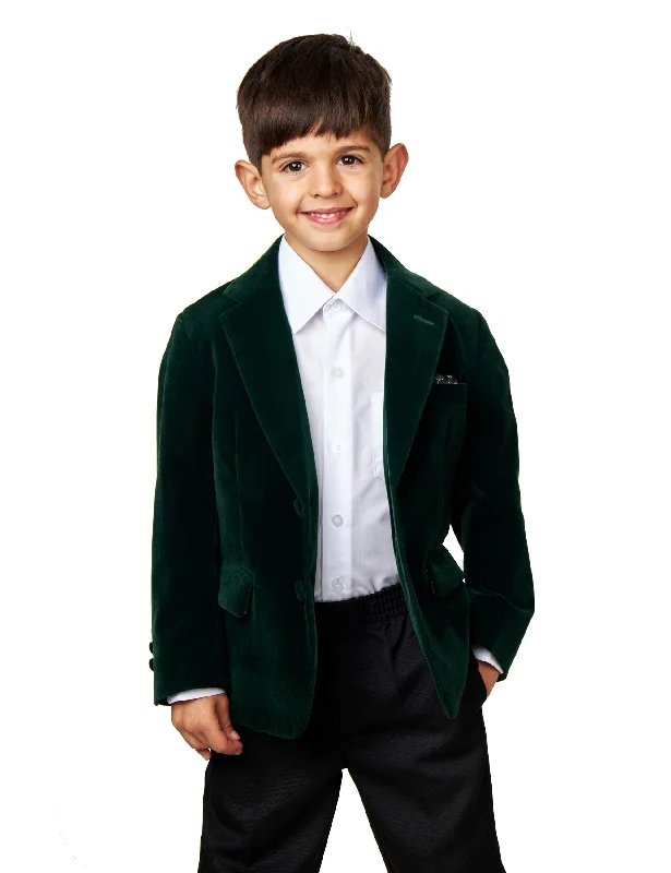 Men's formal tuxedo with satin collar for wedding -GARY - KIDS GREEN VELVET BLAZER