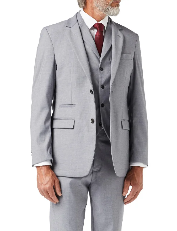 Men's slim fit wool tuxedo jacket with satin lapels -GRAHAM - GREY BUSINESS JACKET & WAISTCOAT