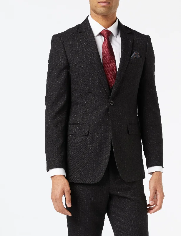 Men's business tuxedo for wedding dinner -GREY PINSTRIPE SINGLE BREASTED JACKET & WAISTCOAT