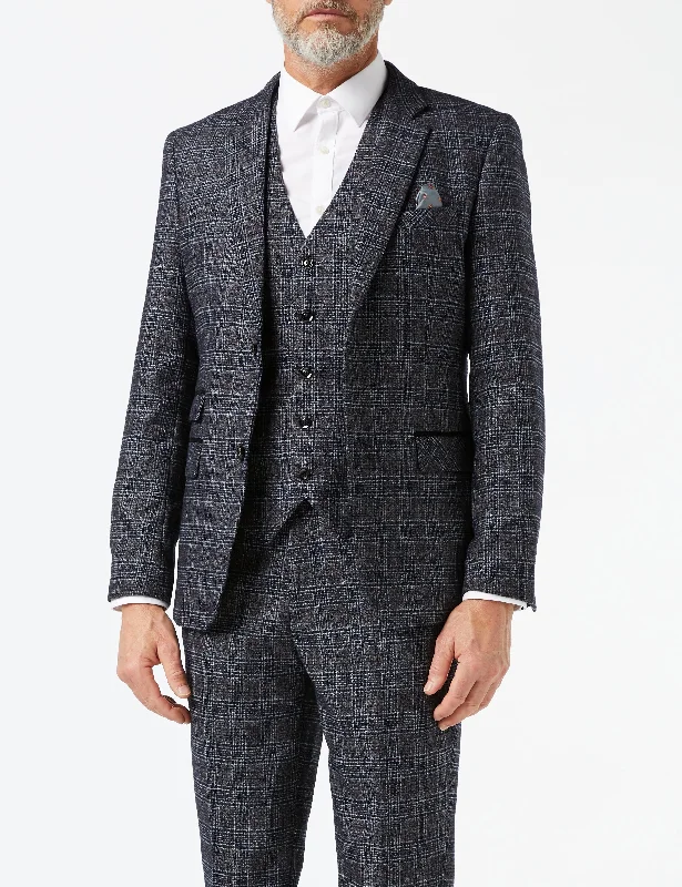 Best men's tuxedo for high-end events -GREY TWEED CHECK JACKET & WAISTCOAT