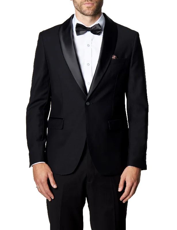 Men's grey tuxedo with satin collar for wedding -HARIS – BLACK TUXEDO JACKET