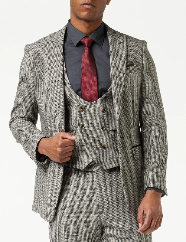 Best tuxedo rental for men's formal dinner -HERVE – GREY HOUNDSTOOTH TWEED BLAZER