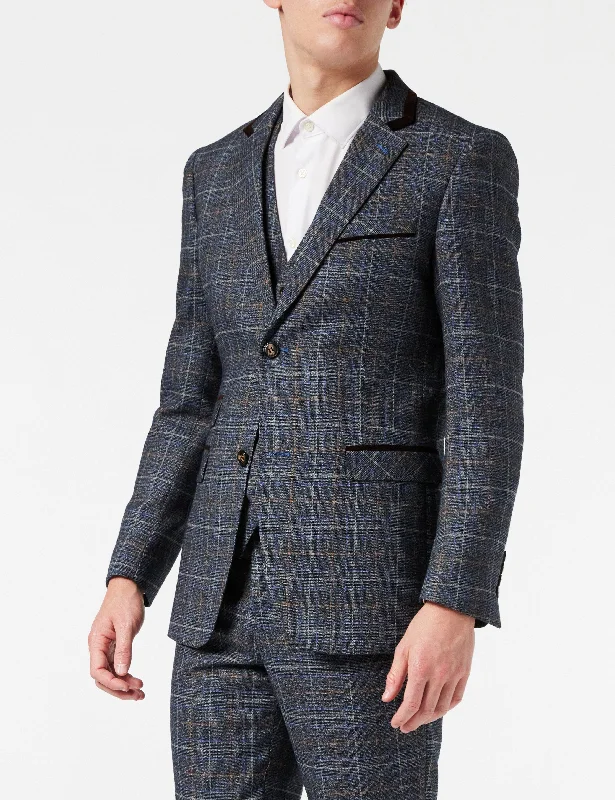 Best designer tuxedo for men's events -HUGO - GREY TWEED CHECK JACKET & WAISTCOAT