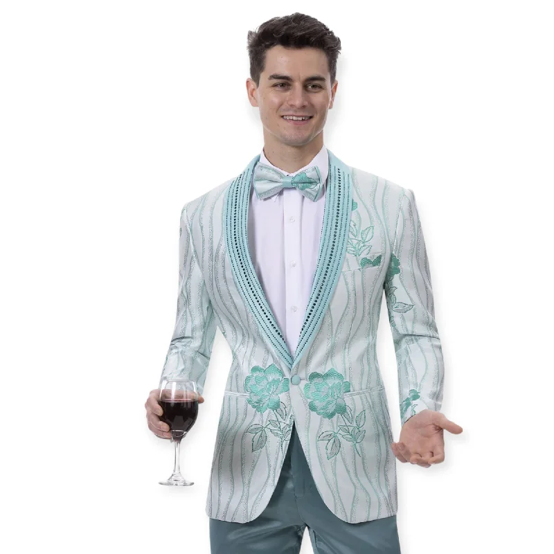 Men's modern grey tuxedo with bowtie -KENT & PARK: Embellished Blazer J182