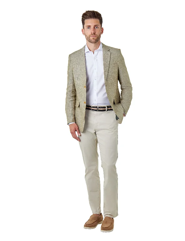 Men's premium wedding tuxedo for groom -LEWIS - Sage Green Linen Tailored Fit Summer Suit Blazer