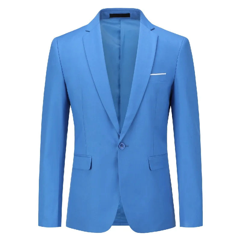 Men's grey tuxedo rental for business event -Light Blue Stylish Blazer One Button Casual Blazer