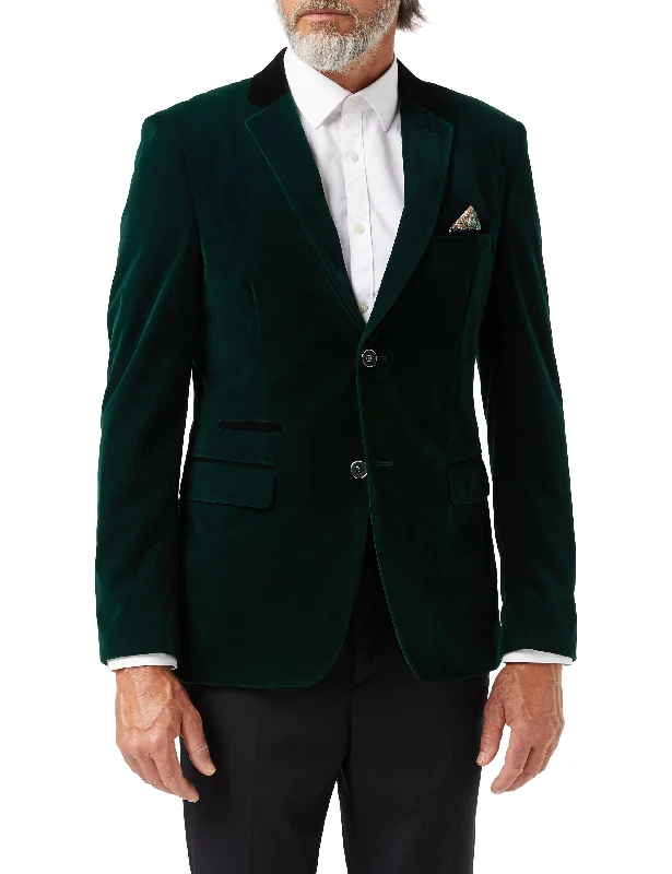 Men's business tuxedo for office gala -MAK - Green Soft Velvet Dinner Jacket