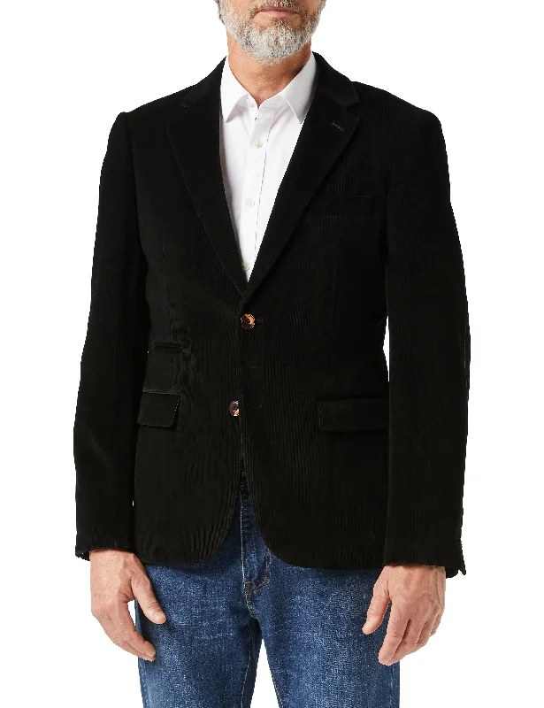 Men's luxury tuxedo jacket for business event -MATTHEW - Black Corduroy Blazer Jacket