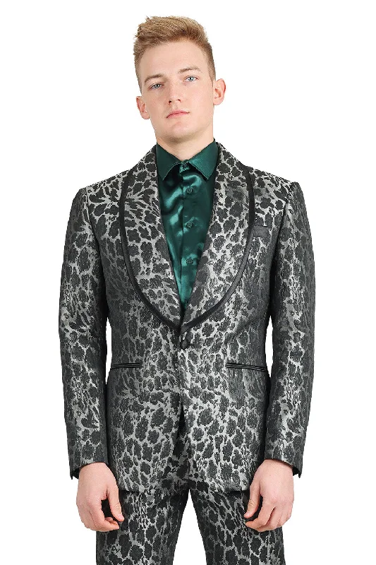 Men's charcoal grey tuxedo for wedding -Modern Leo Blazer