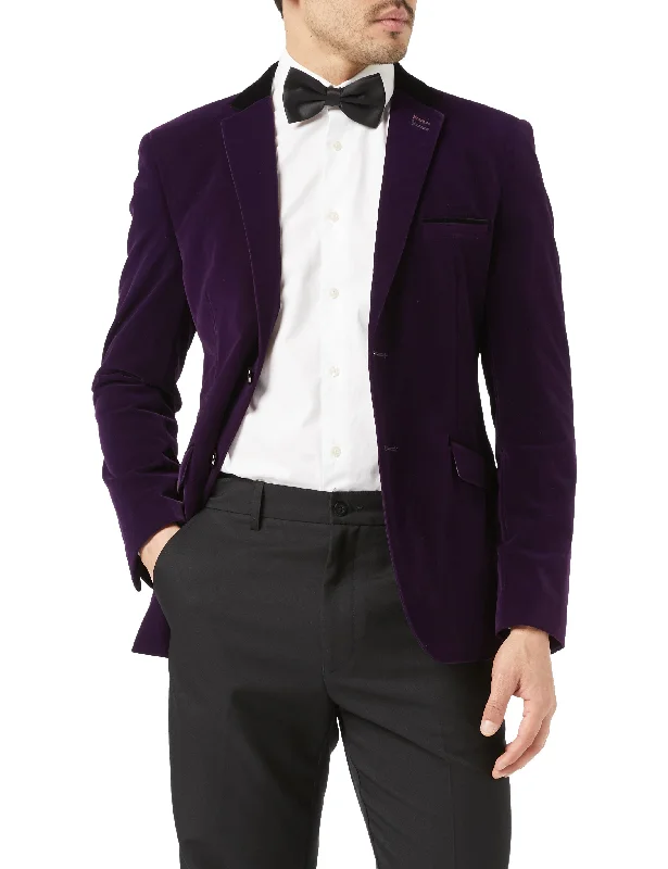 Men's formal tuxedo jacket for wedding -RICKY - Purple Soft Velvet Dinner Jacket