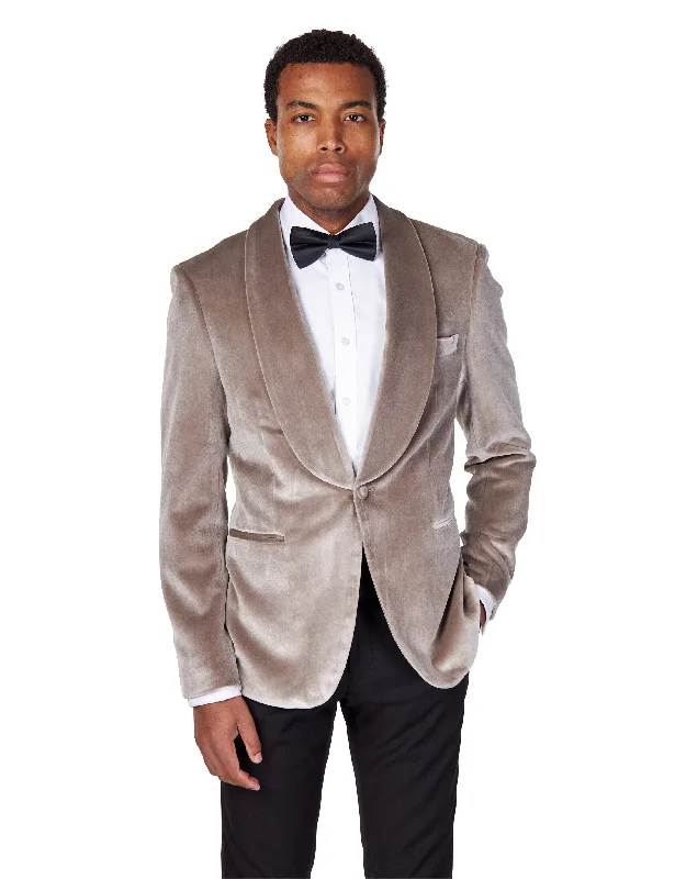 Men's slim fit business tuxedo rental for event -SHAWL COLLAR VELVET TUXEDO – GREY