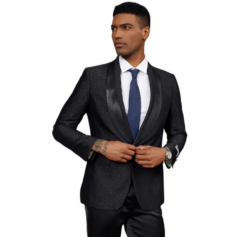 Men's grey tuxedo for formal event -STACY ADAMS: Paisley Blazer SMJ812H1