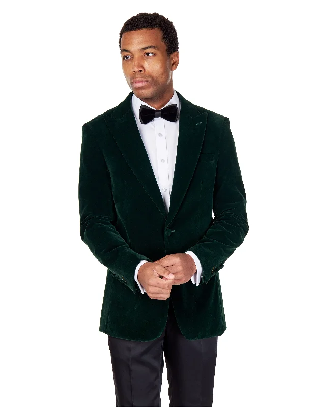 Best tuxedo for business formal gala -STAN – GREEN VELVET TUXEDO SMOKING JACKET