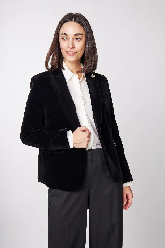 Men's elegant navy tuxedo jacket -STELLA - LADIES BLACK VELVET BLAZER