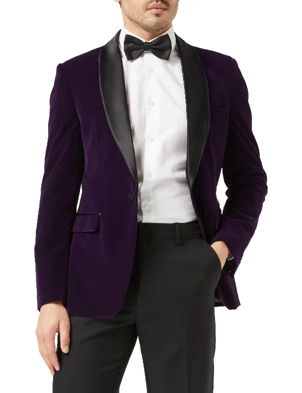 Men's luxury tuxedo rental for weddings -Tuxedo Ricky - Purple Soft Velvet Jacket