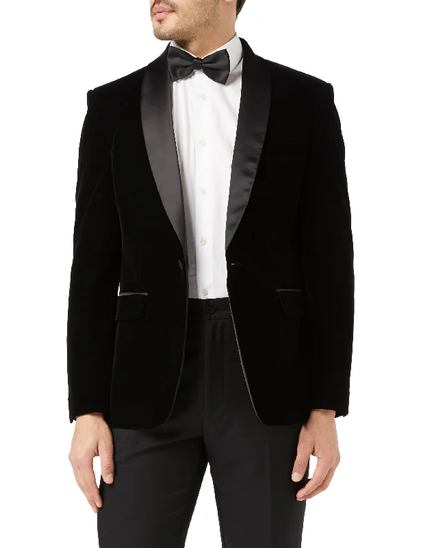 Men's custom tuxedo jacket for formal events -TUXEDO TIM - Black Soft Velvet Jacket